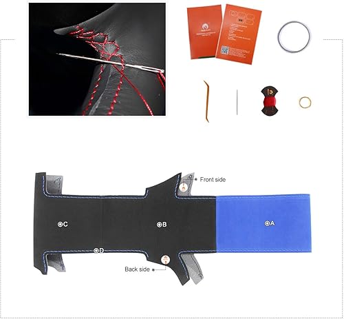 Miniatura 5 de MEWANT Funda negra personalizada de cuero genuino para volante de automóvil Mazda 3 2004-2009  Mazda 5 2006-2010  Mazda 6 2003-2008  Mazda MPV