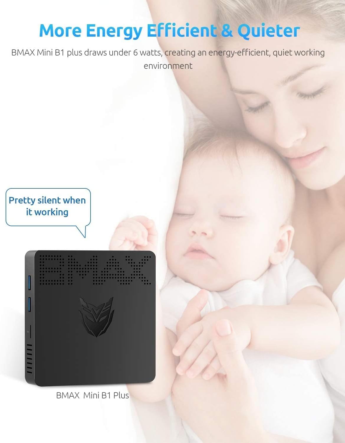 BMAX Mini Pc 8 GB DDR4 128 GB eMMC Intel Gemini Lake N4000 (fino a 2,6 GHz) W-11 Pro Supporta HDMI 4K, B1Pro WiFi 2.4G/5G, Bluetooth 4.2, accensione automatica, mini computer HTPC