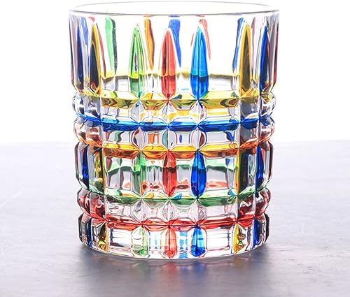 Miniatura 1 de Vidrios coloridos para beber, pintados a mano, vidrios de agua multicolores, vasos de vino de whisky, vasos de vaso (rayas)