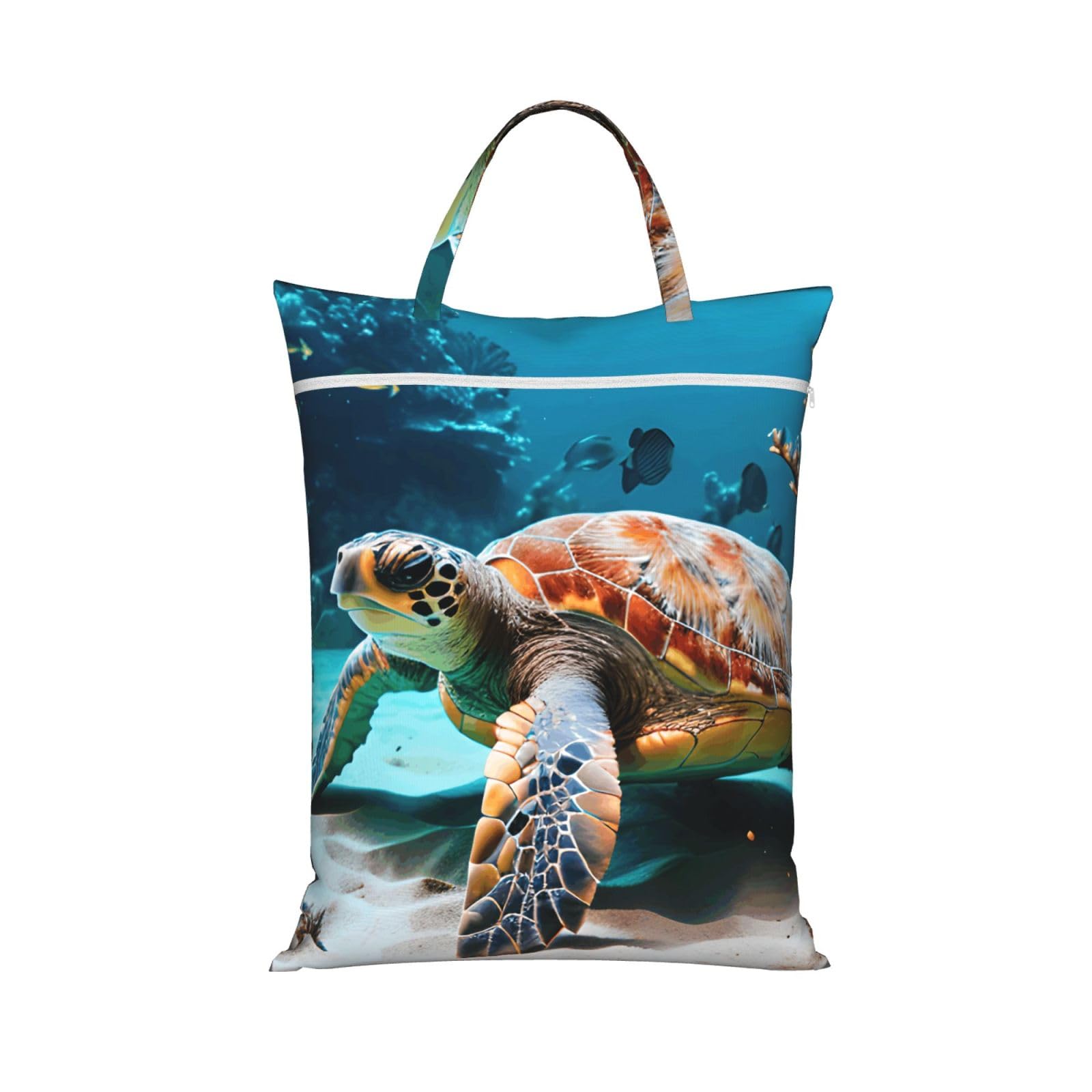Sea Turtle Print Travel Laundry Bag Foldable Lightweight Camping Beach Dorm Weekend Getaways