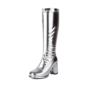 Gogo Boots Mid Calf Rave Shoes for Women Girl Ravers - Cute High Top Lightweight Patent Leather Platform