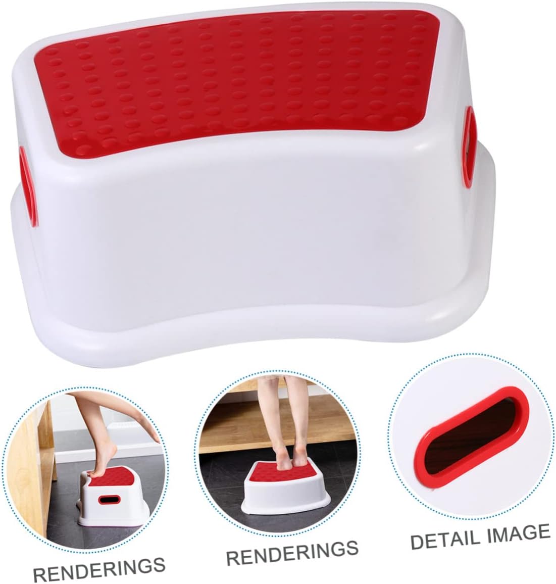 Multifunctional Lightweight Plastic Stool for Non Slip Footstool with Height Shockproof and Wear Resistant PP Material Portable Red Step Stool for Boy Girl