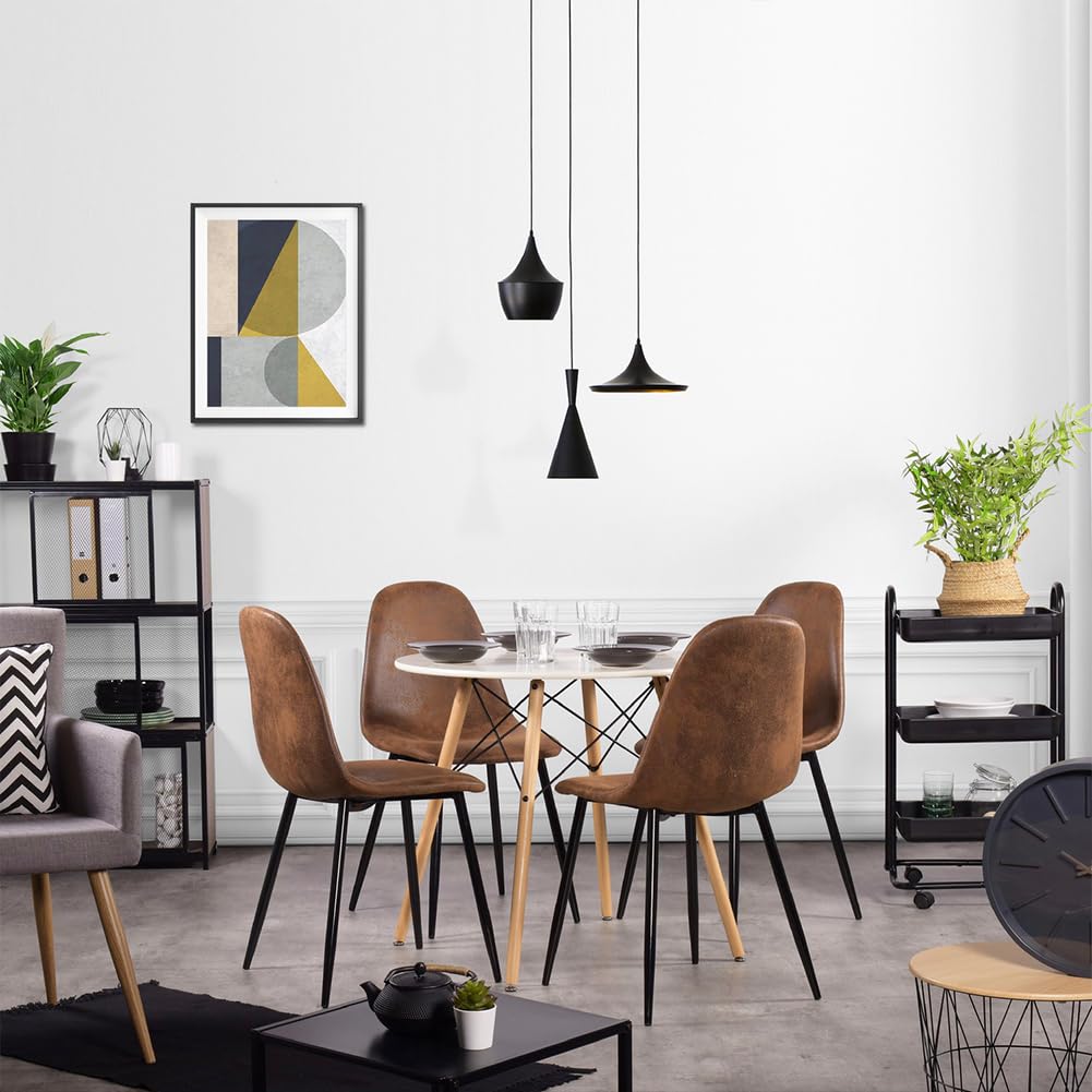 Shally Dogan Zestaw 4 krzeseł do jadalni, czarne stalowe nóżki, miękkie siedzisko, ergonomiczne krzesło skandynawskie wzornictwo, idealny fotel do pokoju dziecięcego, kuchni, biura, tapicerki
