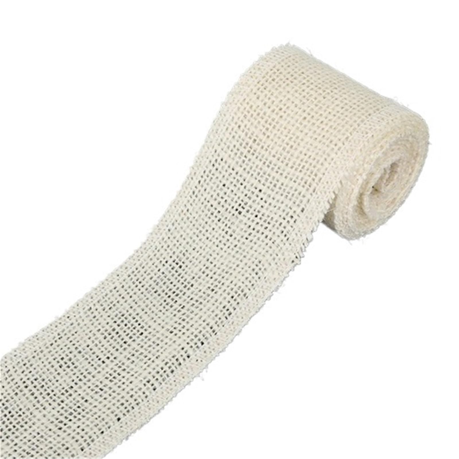 Burlap Fabric Roll 2M Width 6cm Colorful Natural Jute Burlap Ribbon Fabric Hessian Trims Tape Rustic Wedding Flower Party Decoration(Ivory)