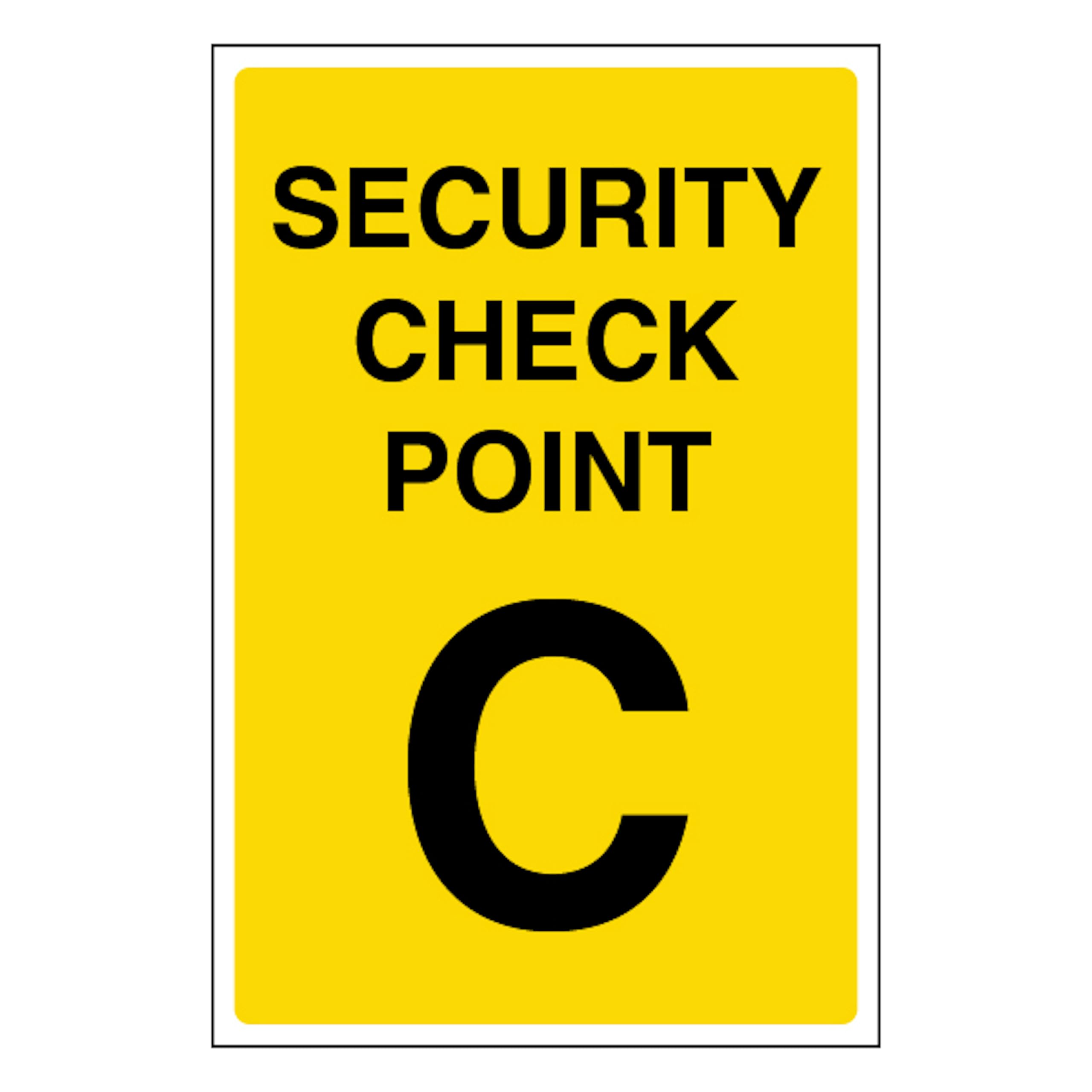 V Safety Security Check Point C 200 x 300mm - 1mm Rigid Plastic