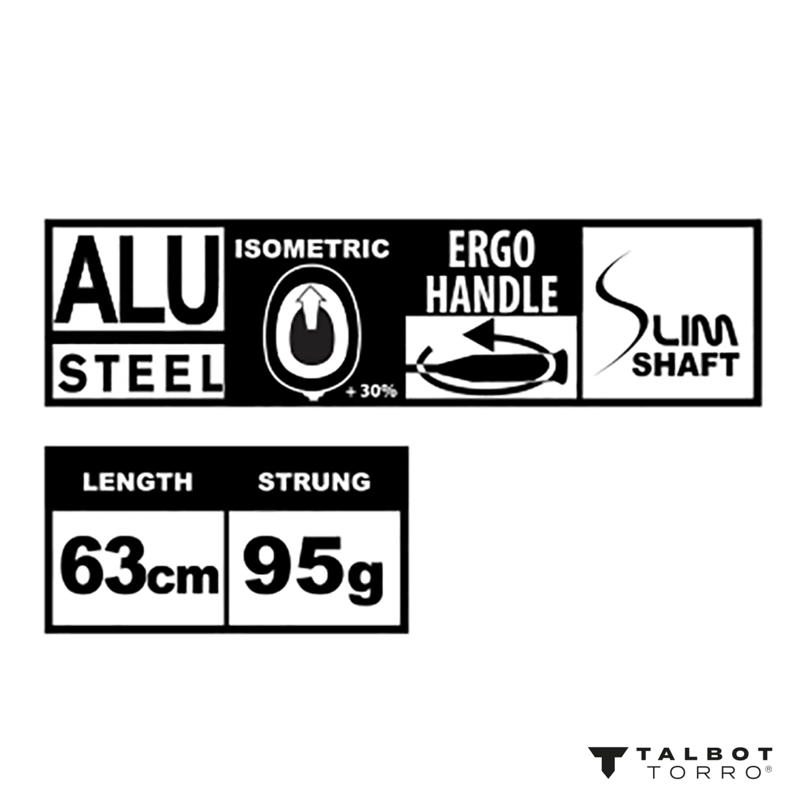 Talbot Torro Eli Teen Raqueta de Bádminton Junior 63 cm Empuñadura Ergonómica Cabezal Isométrico