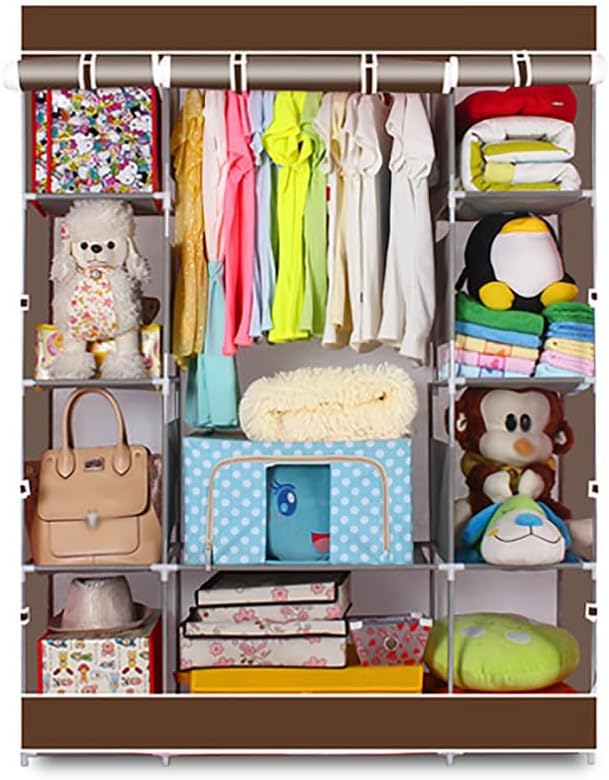 Miniatura 4 de BIVVI Organizadores de armario y almacenamiento portátiles para colgar ropa, armario de tela no tejida de aleación de almacenamiento de ropa riel