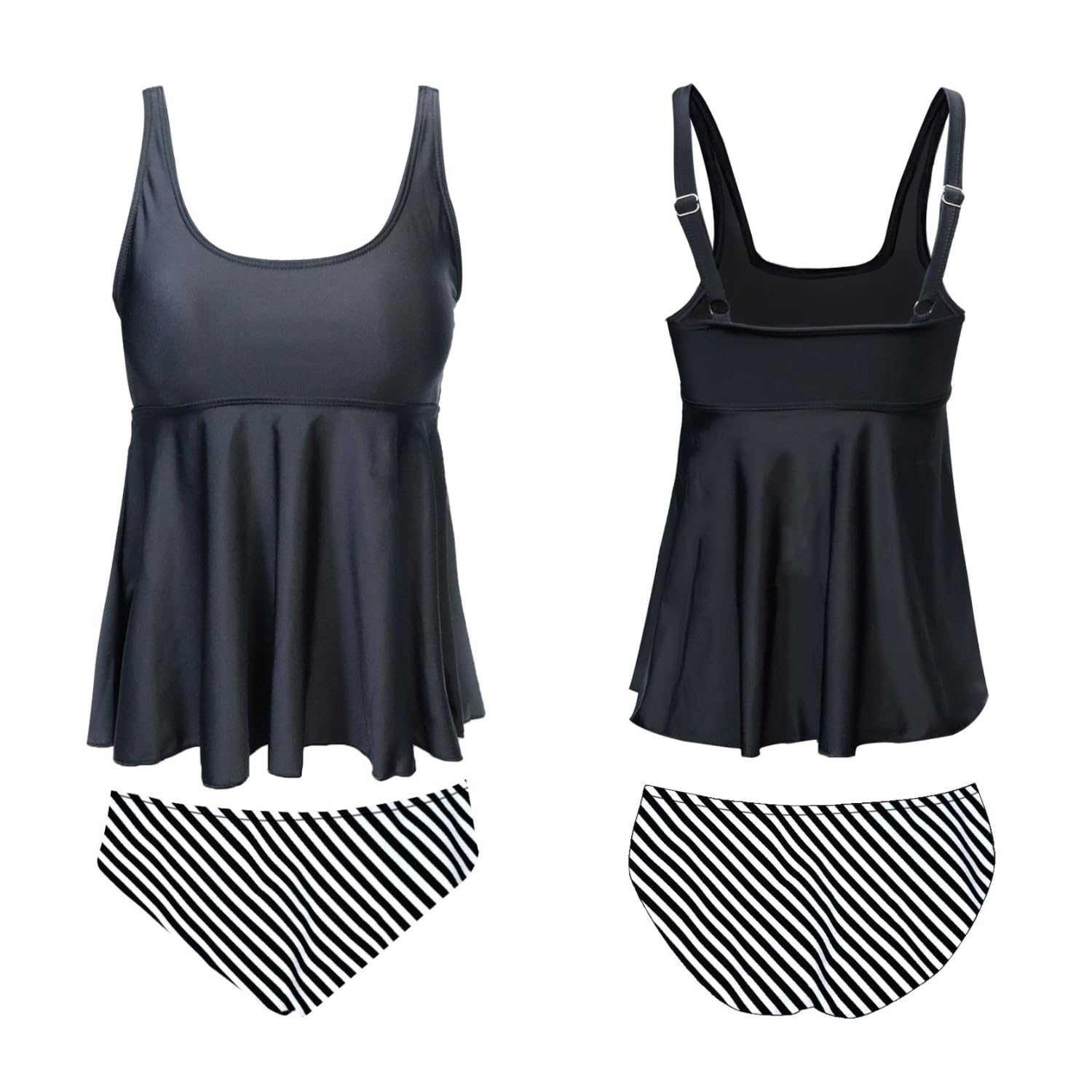 JFAN Maillot de Bain Femme 2 Pieces Tankini à Volants Haut Tankini et Bas Maillots Ventre Plat