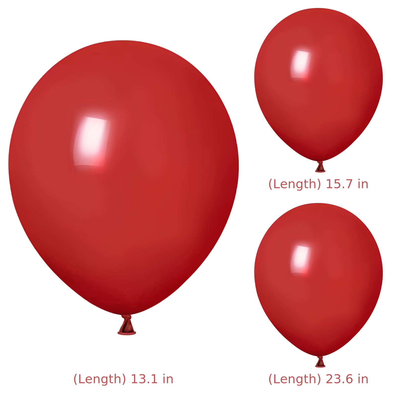 Zestaw czerwonych balonów, 250 szt., balony lateksowe w rozmiarach 25 cm, 30 cm i 45 cm, matowe wykończenie, wielkoformatowy zestaw ogromnych balonów na urodziny, wesela, wydarzenia, artykuły