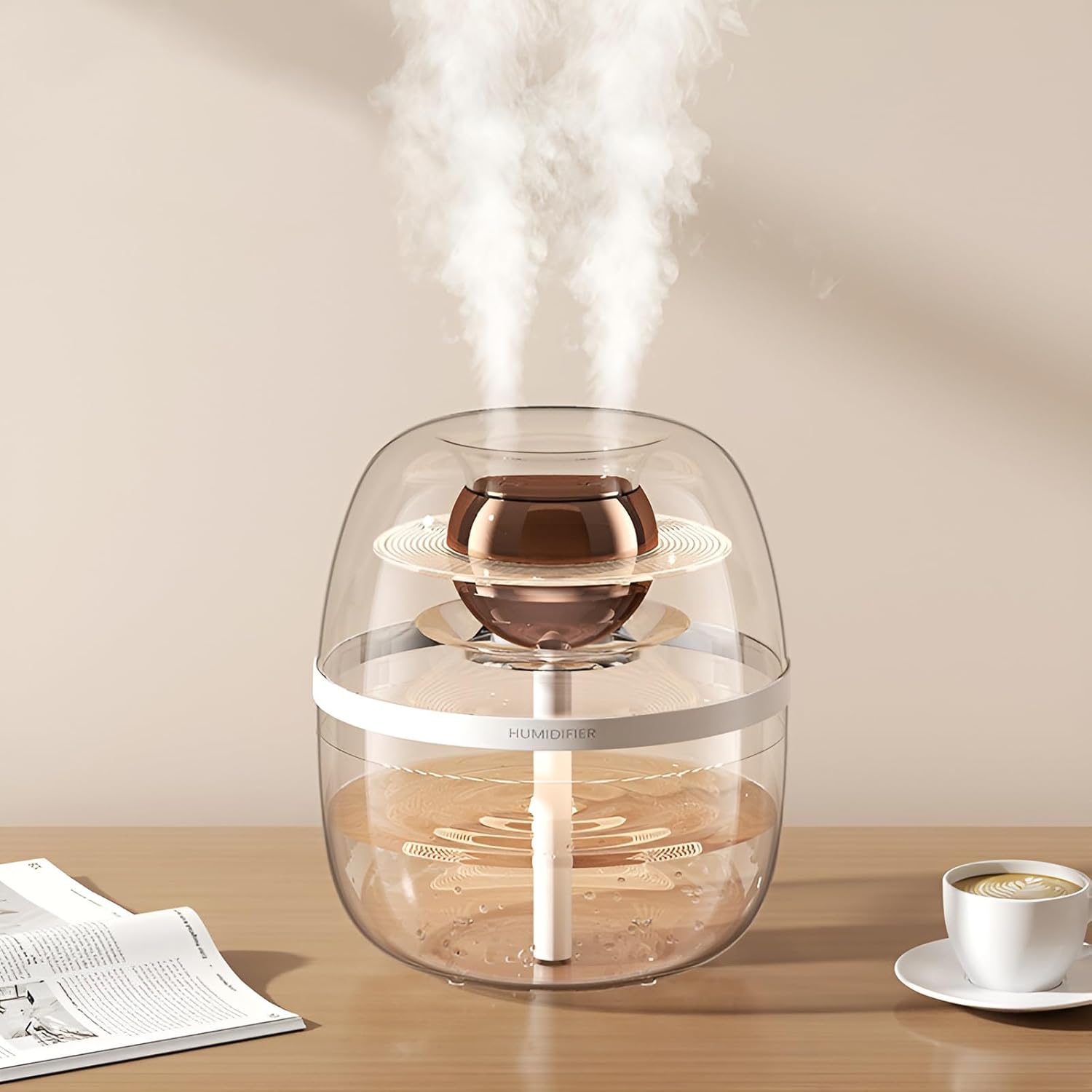 JINGYAN Dreamzy Humidifiers for Bedroom - 3L Cool Mist Ultrasonic Humidifier with Night Light, Dual Spray for 20H Quiet Mist Time, and Auto Shut-off for Bedroom Large Room Home Office & Plants (White)