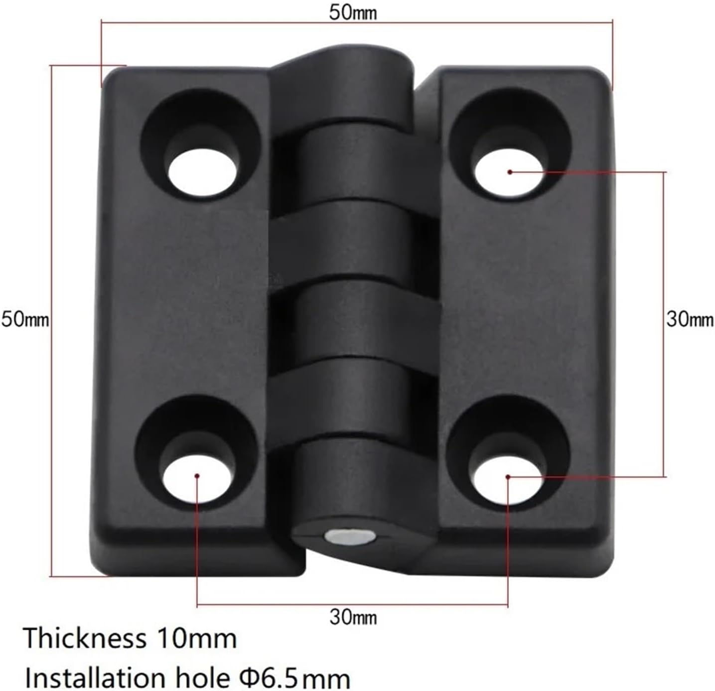 Ball Bearing Door Hinges Heavy Duty Hinges 10pc Nylon Small Hinge Black Mini Plastic Door Bearing Distribution Box Cabinet Door Industrial Box Adjustable Damping Hinge(50x50)