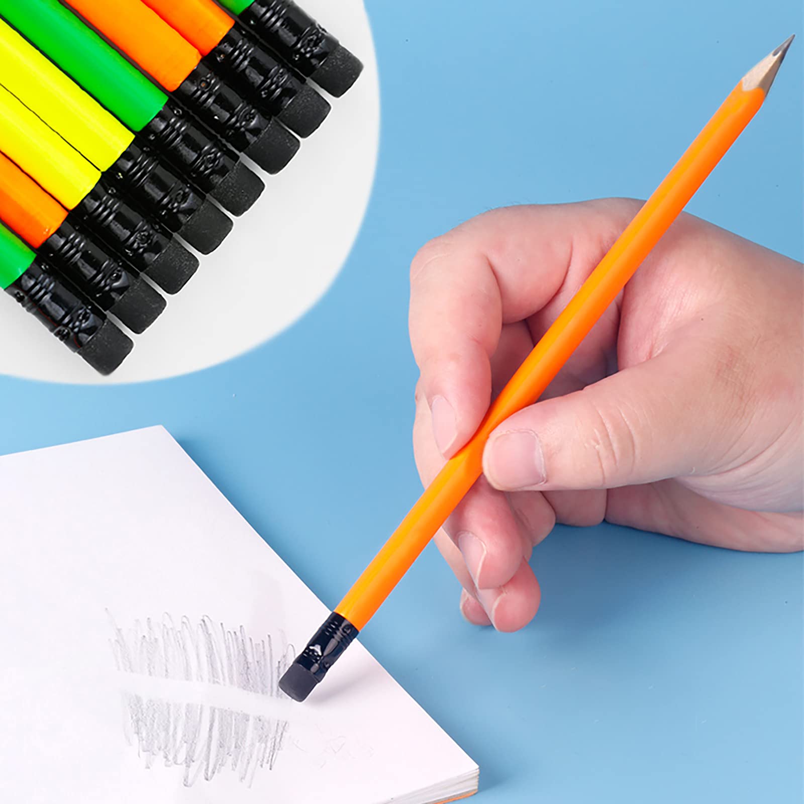 Amazon | ベーシック木製鉛筆 HB 消しゴム付き削り済み 三角形の