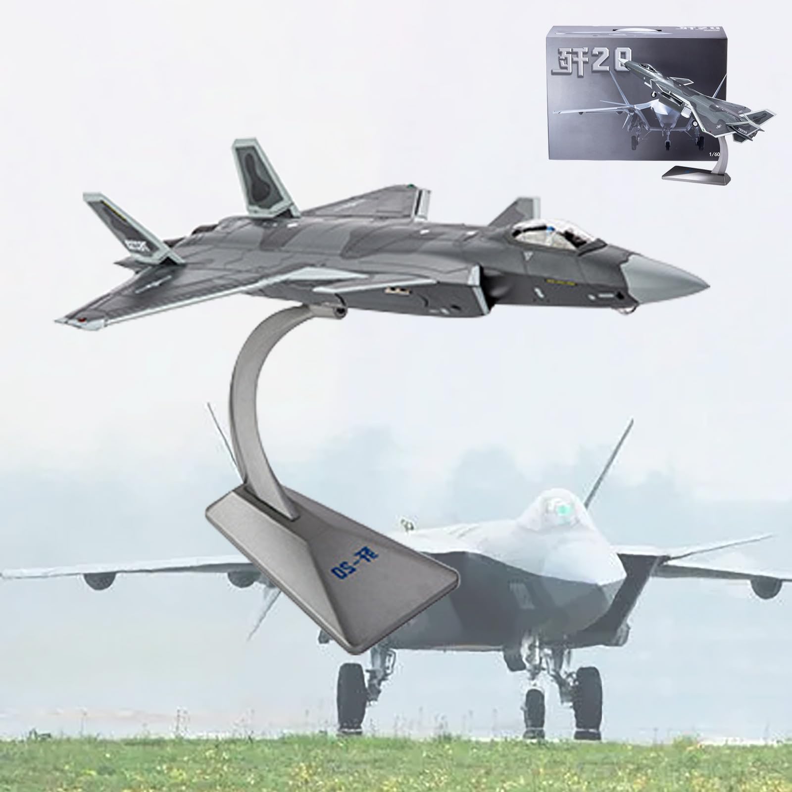 Modelo de avión de combate J-20 réplica de avión fundido a presión coleccionable 8