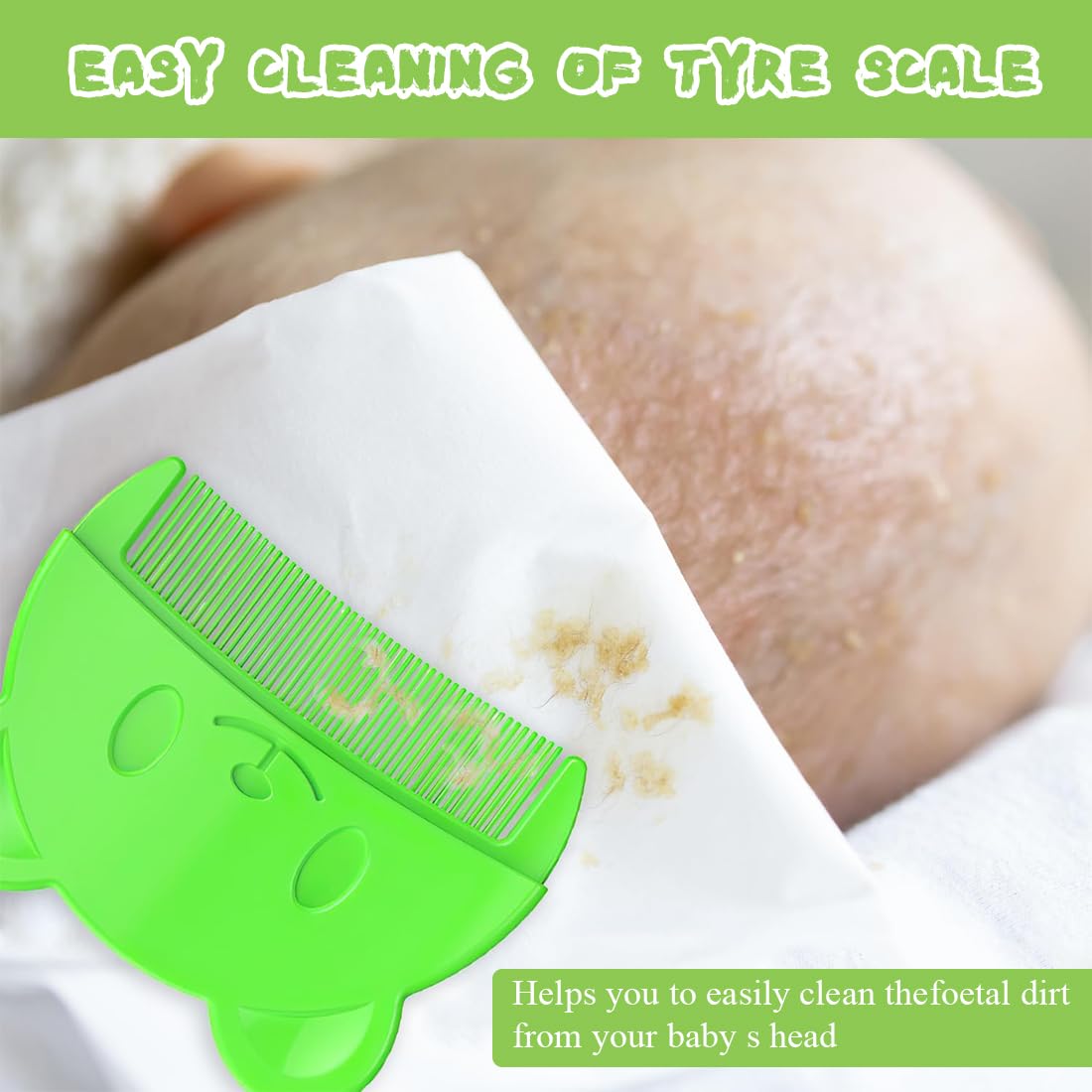 Brosse et peigne pour croûtes de lait (2PCS) - Brosse en silicone pour le bain de bébé, Peigne à Cheveux pour Bébé, Peigne à cheveux sensoriel doux avec poils doux en silicone Outil de bain (Vert)