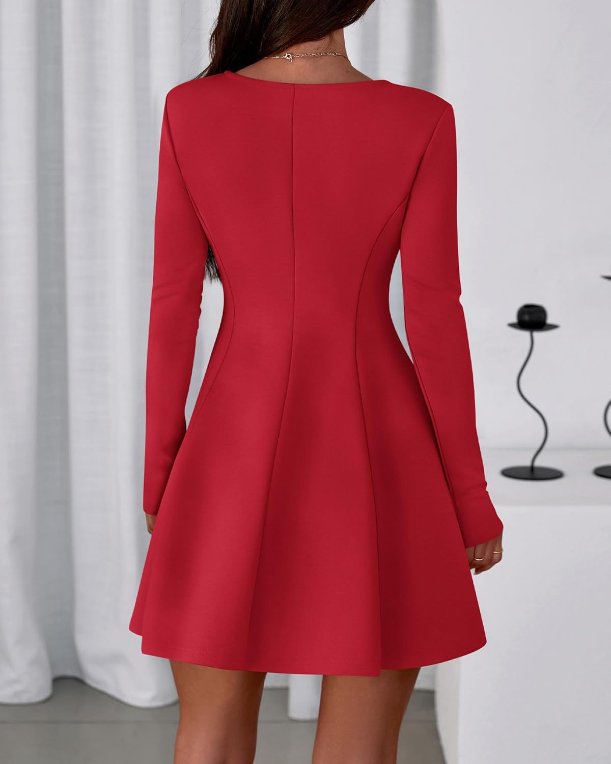BTFBM Fall Dresses for Women 2026 Elegant Classy Flowy A Line Long Sleeve Business Homecoming Cocktail Sweater Dress - Image 3