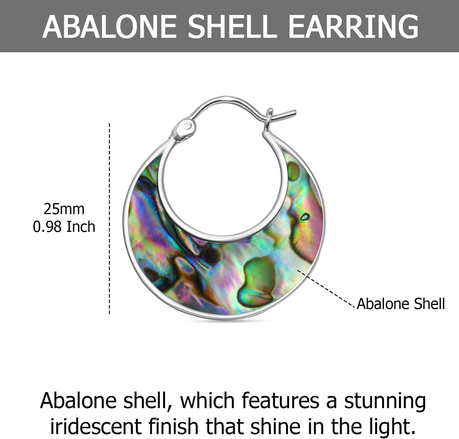 LeCalla Abalone Shell Earrings - 925 Sterling Silver Abalone Shell Hoop Earrings for Women | Gemstone Bali Hoops Dangling Earring Jewelry Gifts for Friend Sister Mother Wife Her 25MM - Image 5