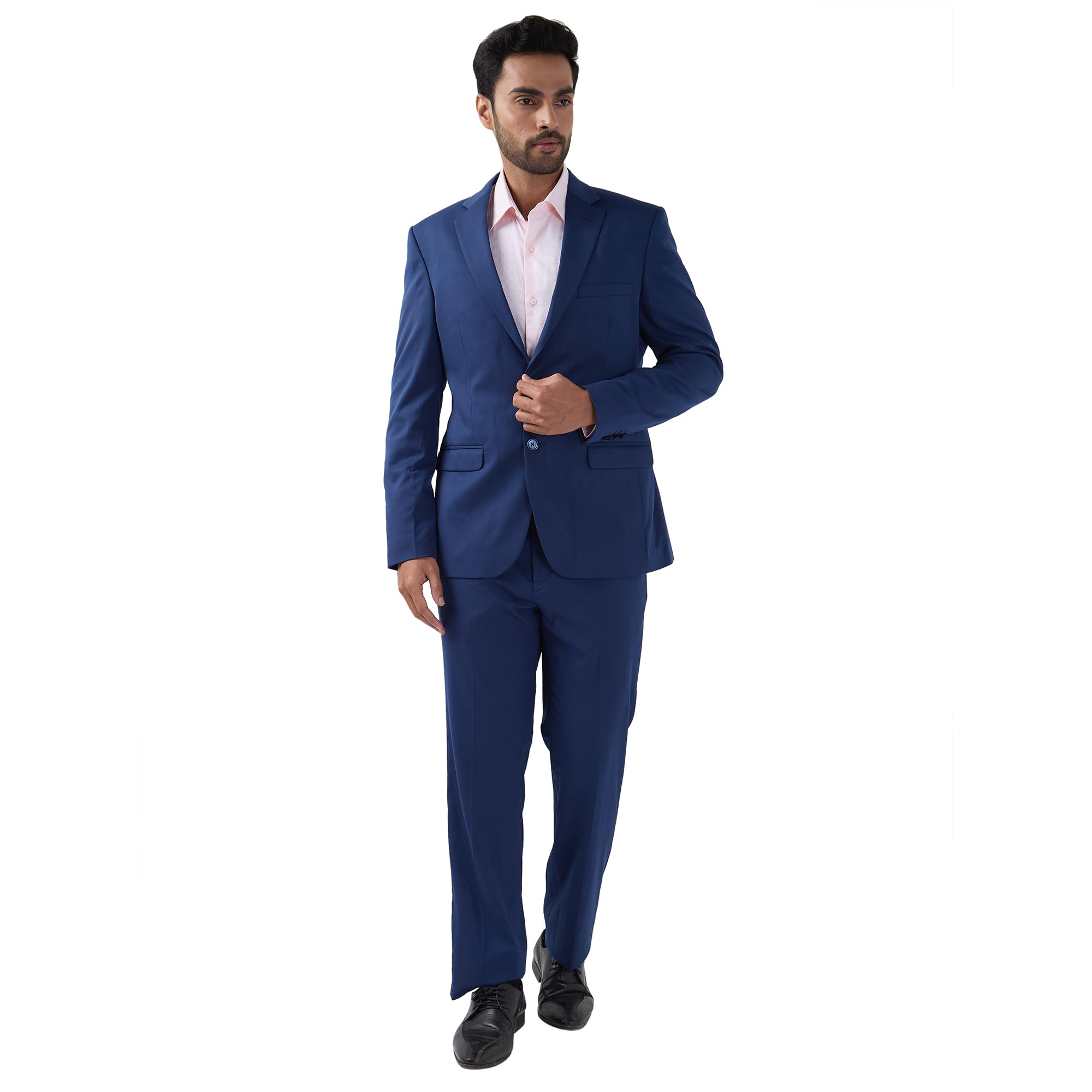 Men Regular Fit Checks Pattern Poly Viscose Blend Notch Lapel Full Sleeve Formal Suit-image-45