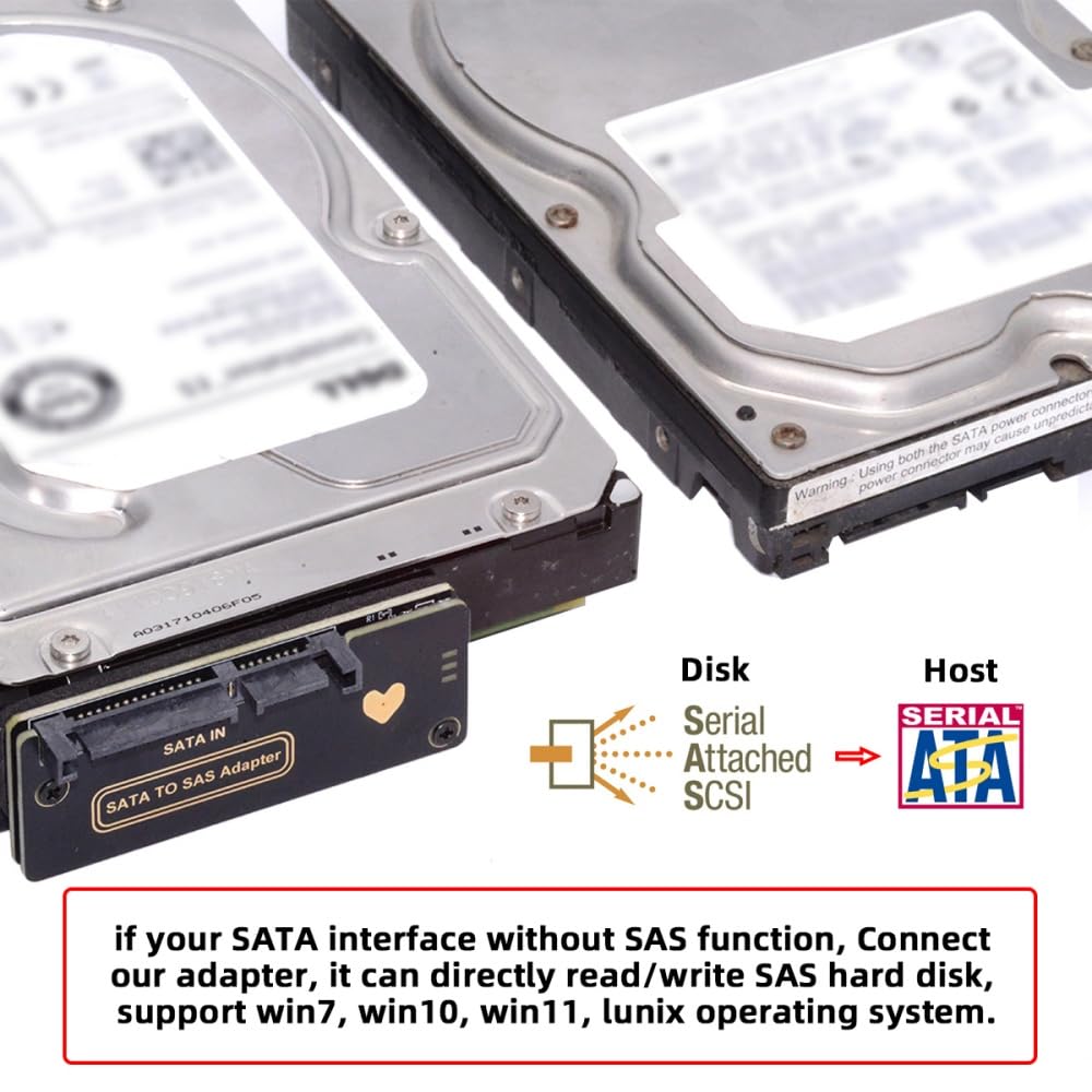 cablecc SAS to SATA 29Pin SFF-8482 to 7+15 22Pin Hard Disk Drive Raid Adapter with Chipset and Power Port