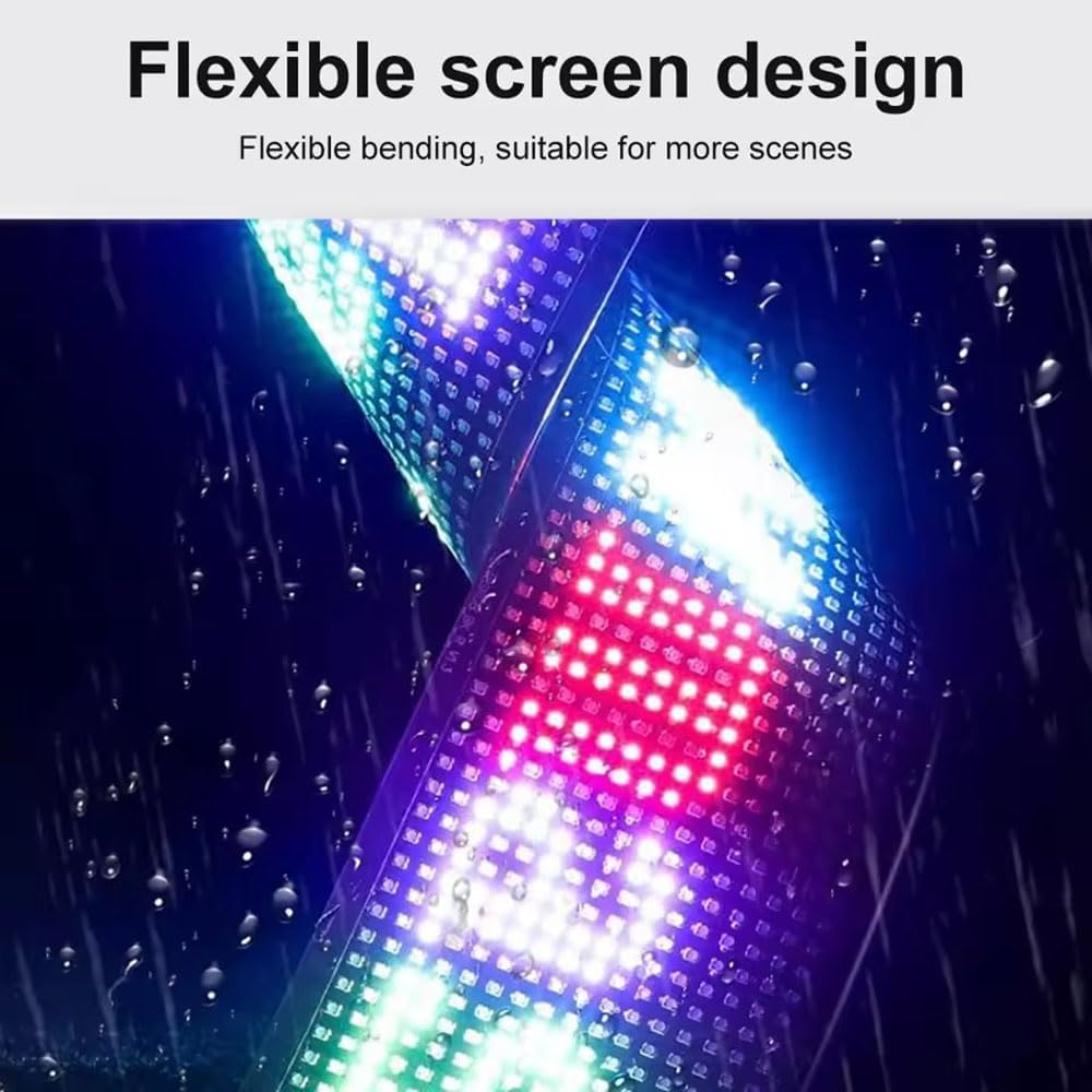 YSY LED Sign RGB Programmable Flexible Scrolling Digital Display, LED Matrix Panel Devil Eye Lights for Car Windshield Store Decor Remote/App Control (4''*15'')