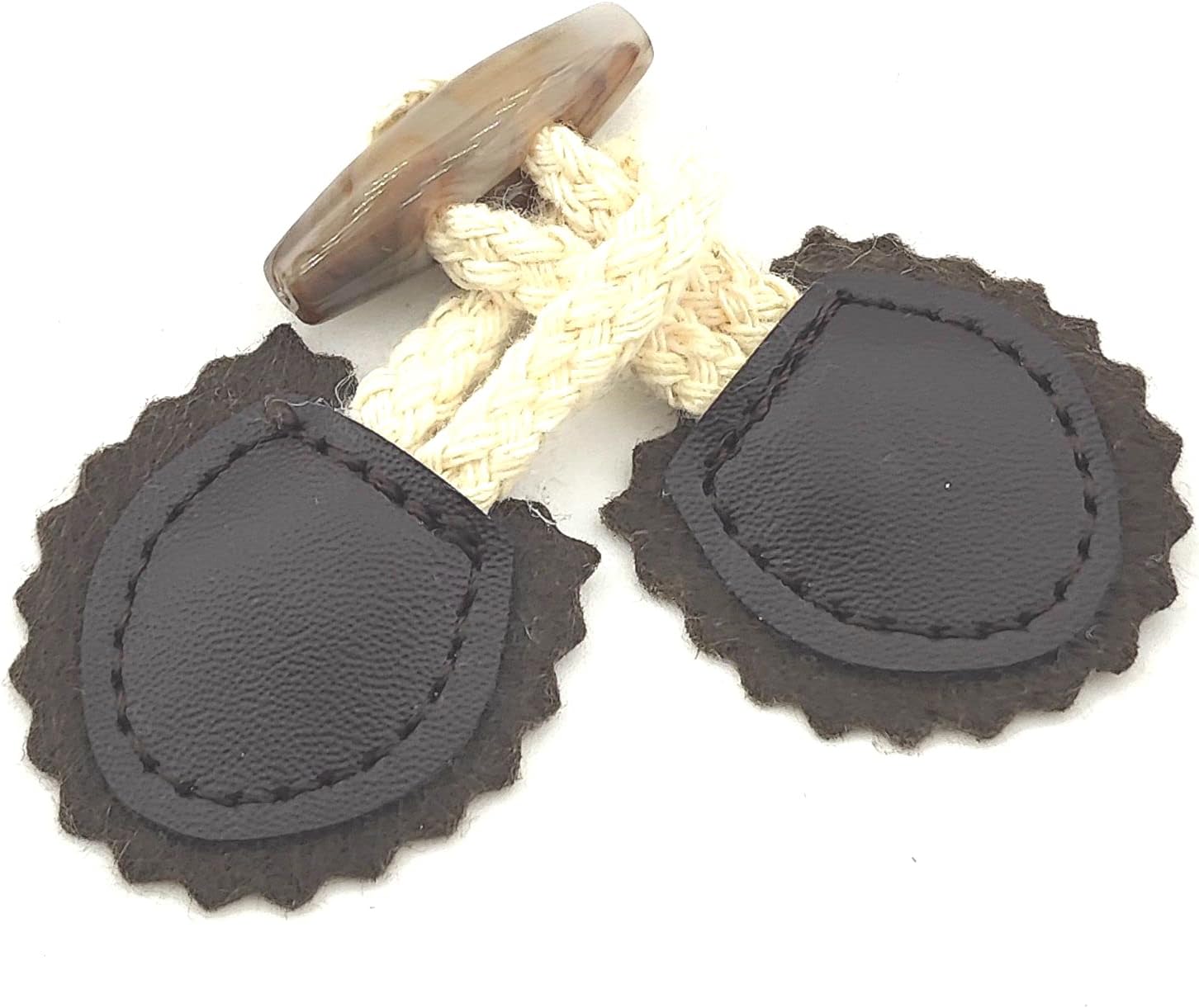 4pcs/4 Sets White Pu Leather Sew On Toggles Closure Vintage Buttons with Resin Horn Sewing Buttons for Coat Clothing Sewing and DIY Crafts Accessories (4.3" Inch)