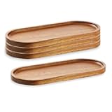 4Pack Wood Serving Trays 11.5x4 Inch Charcuterie Boards Oval Wooden Plates Wood Serving Platter Cheese Dinner Plates Bulk for Dessert Snack Bread Fruit Appetizer Dishes