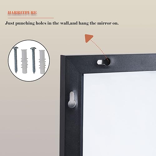 Miniatura 7 de HARRITPURE Espejo de cuerpo completo de 30 x 71 pulgadas marco de aluminio espejos de pared negros para pared y apoyo espejo grande de cuerpo
