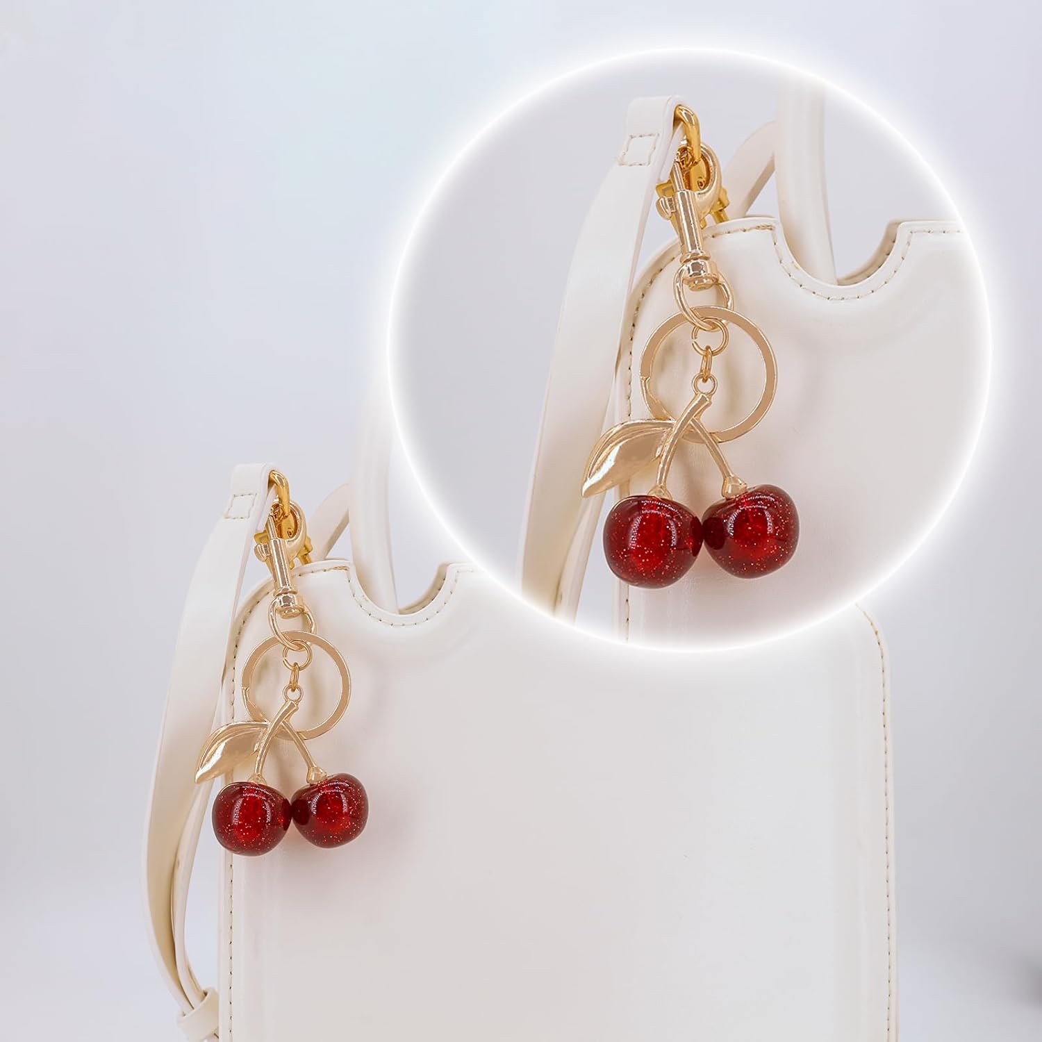 Cherry Keychain Cherry Bag Charms for Tote Bags Handbags Backpack Crossbody Wallets Purse Charms Accessories Key Ring Accessory for Purse Bag Car Remote Bags Accessories for Women Girls - Image 2