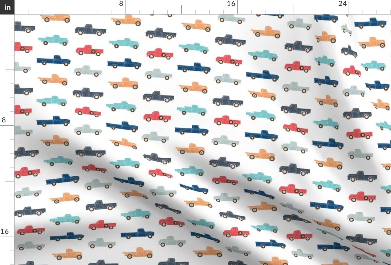 Spoonflower Fabric - Vintage Trucks Old Children Boy Printed on Minky Fabric by The Yard - Sewing Baby Blankets Quilt Backing Plush