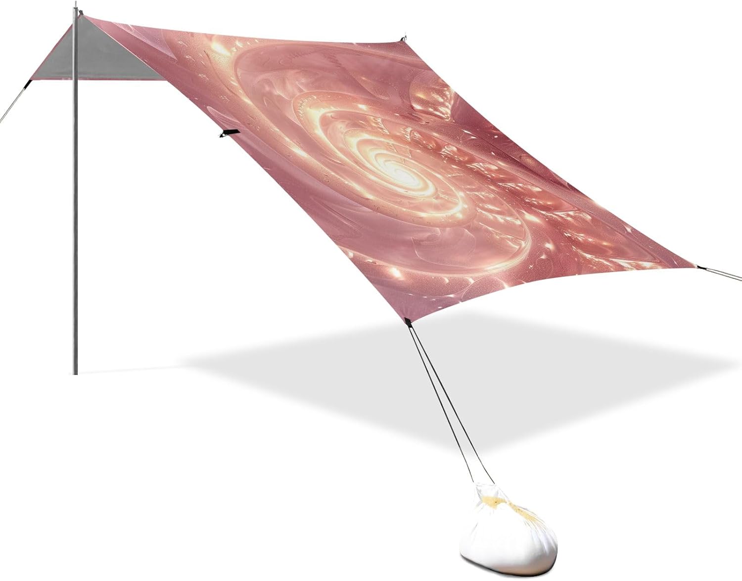 Rose Marble Spiral Camping Sun Shelter, Beach Tent Portable Beach Sun Shade Outdoor Canopy for Camping Trips Fishing Picnic
