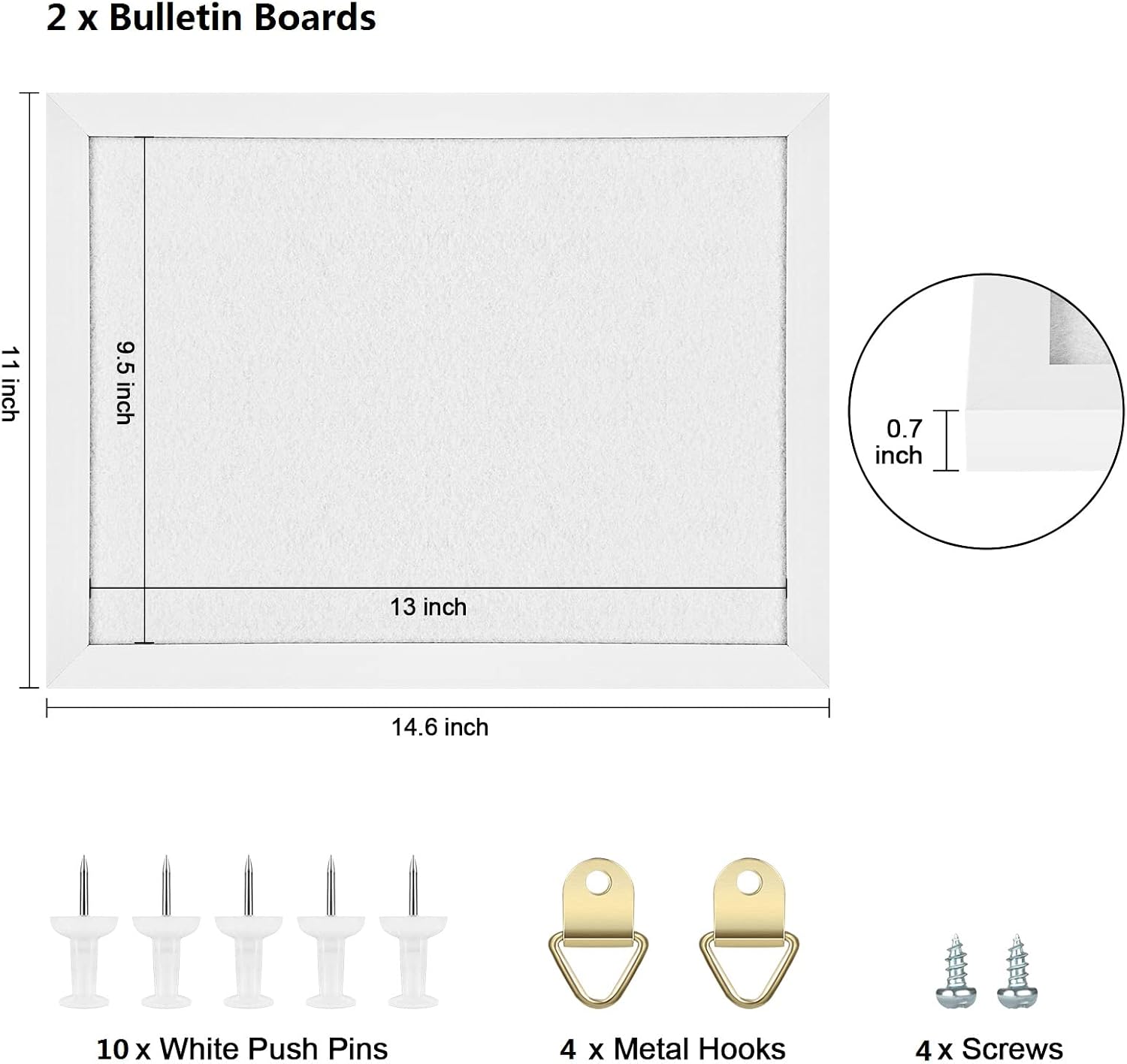 Okydoky Cork Board Bulletin Board with Felt,Wood Framed Display Bulletin Board for Walls with Pins Eye Bolts, gaskets, Screws - Image 3