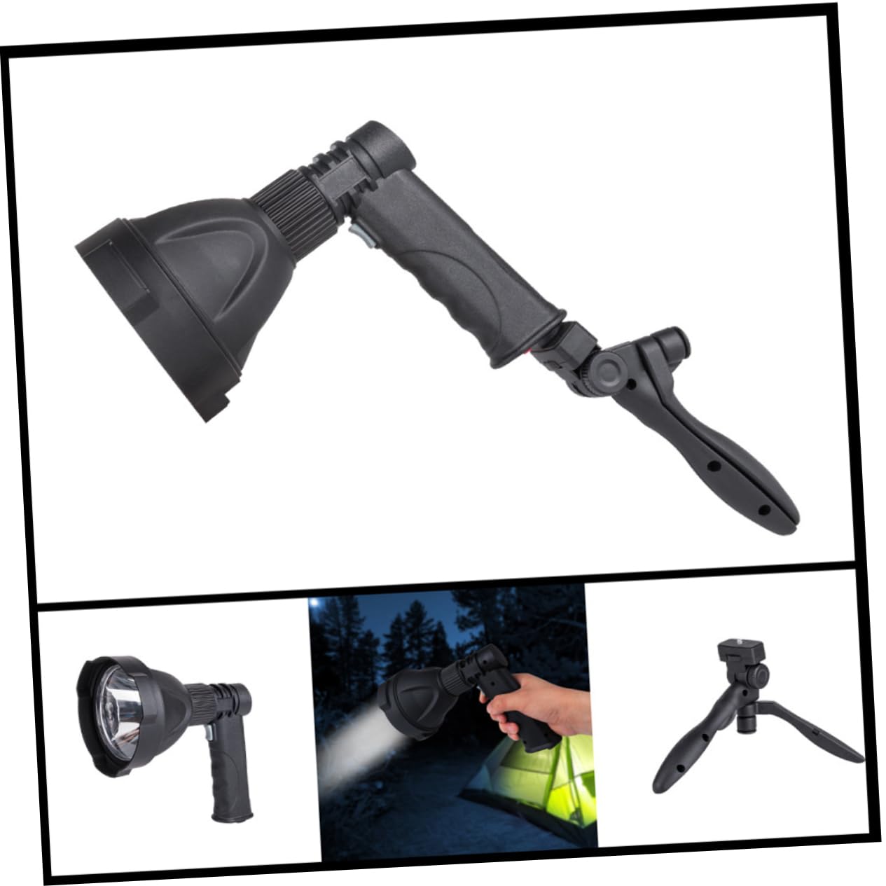 DOITOOL Wiederaufladbare LED Spotlampe mit 4000 Mah Akku und Verstellbarem Dreieckshalter 3 Leuchtmodi Tragbarer Camping Scheinwerfer für Jagd und Outdoor mit 300m Reichweite