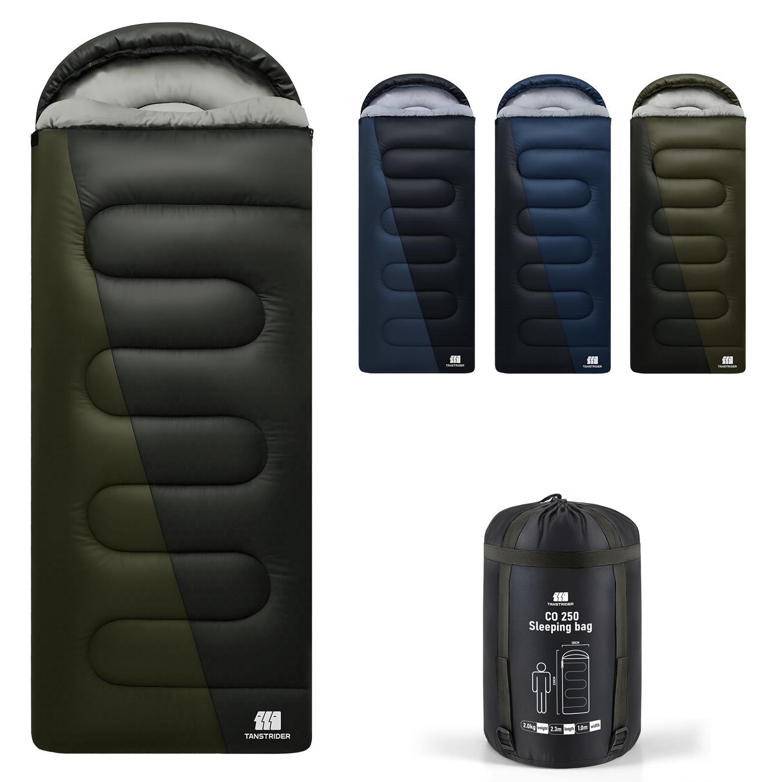 TANSTRIDER XXL Sleeping Bags for Adults Warm Weather,Camping Sleeping Bag for Kids with Compression Sack,4 Season Camping Essentials Gear for Hiking,