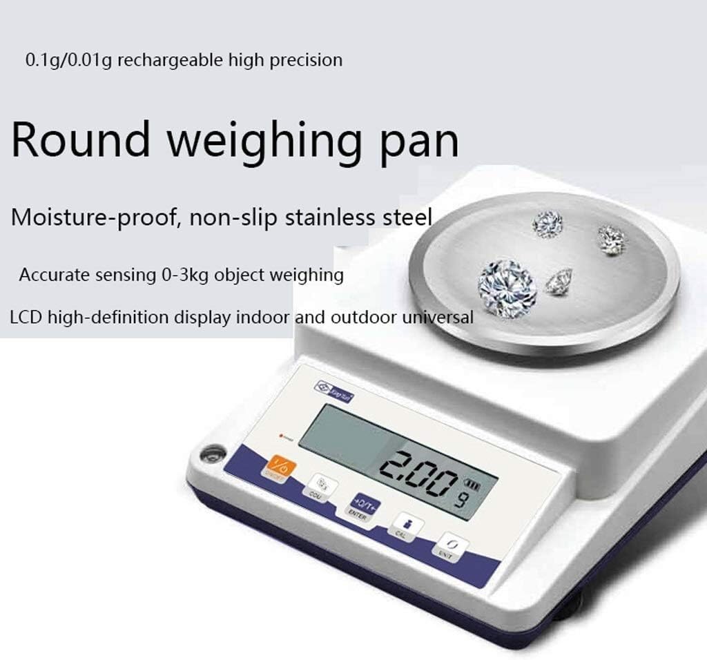 Electronic Scale Precision Lab Digital Analytical Balance Scales Stainless Steel Weighing PanBacklit Jewelry Scales,