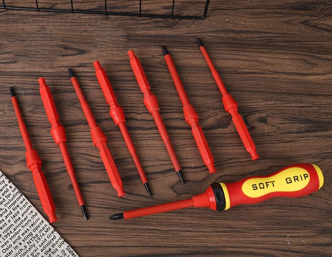 Rubik Magnetic Screwdriver Set, 8 Piece Slotted and Phillips Insulated Electrician Multi-Purpose Professional Screwdriver Tools