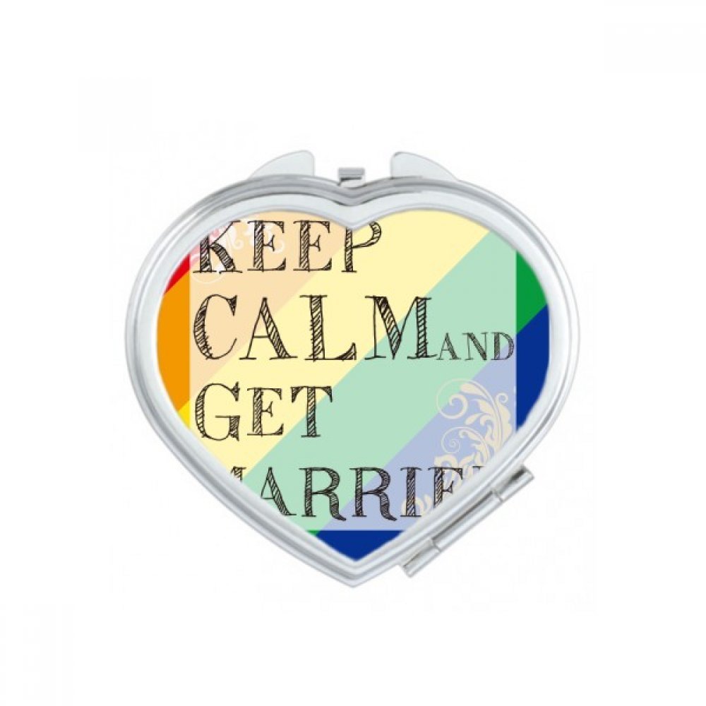 Miroir de poche LGBT arc-en-ciel compact format voyage grand coeur multicolore
