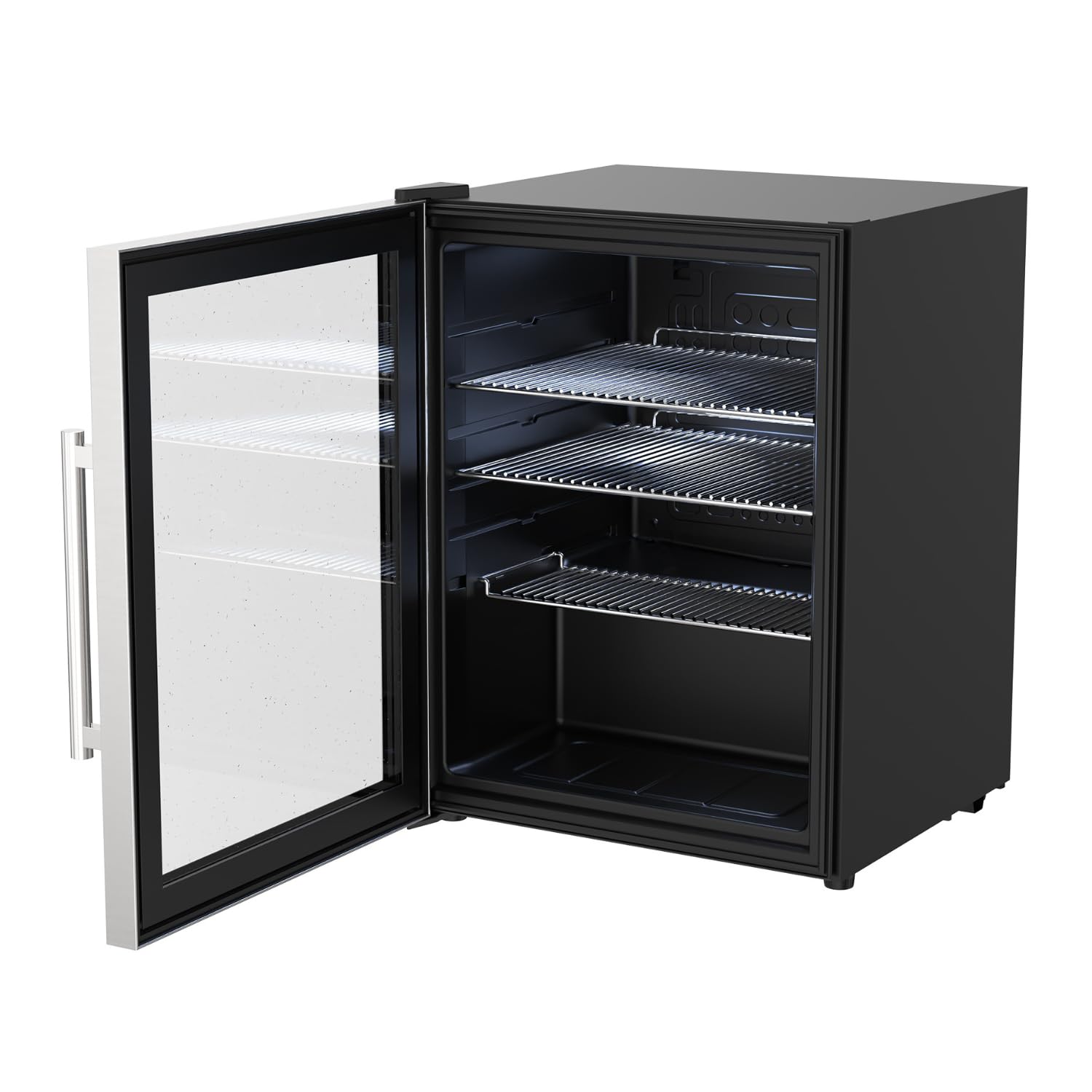 cozze® Réfrigérateur 60L – Porte Vitrée & Cadre Acier Inoxydable – Frigo Compact pour Cuisine Extérieure – Silencieux 46dB – Classe Énergétique G – Design Noir