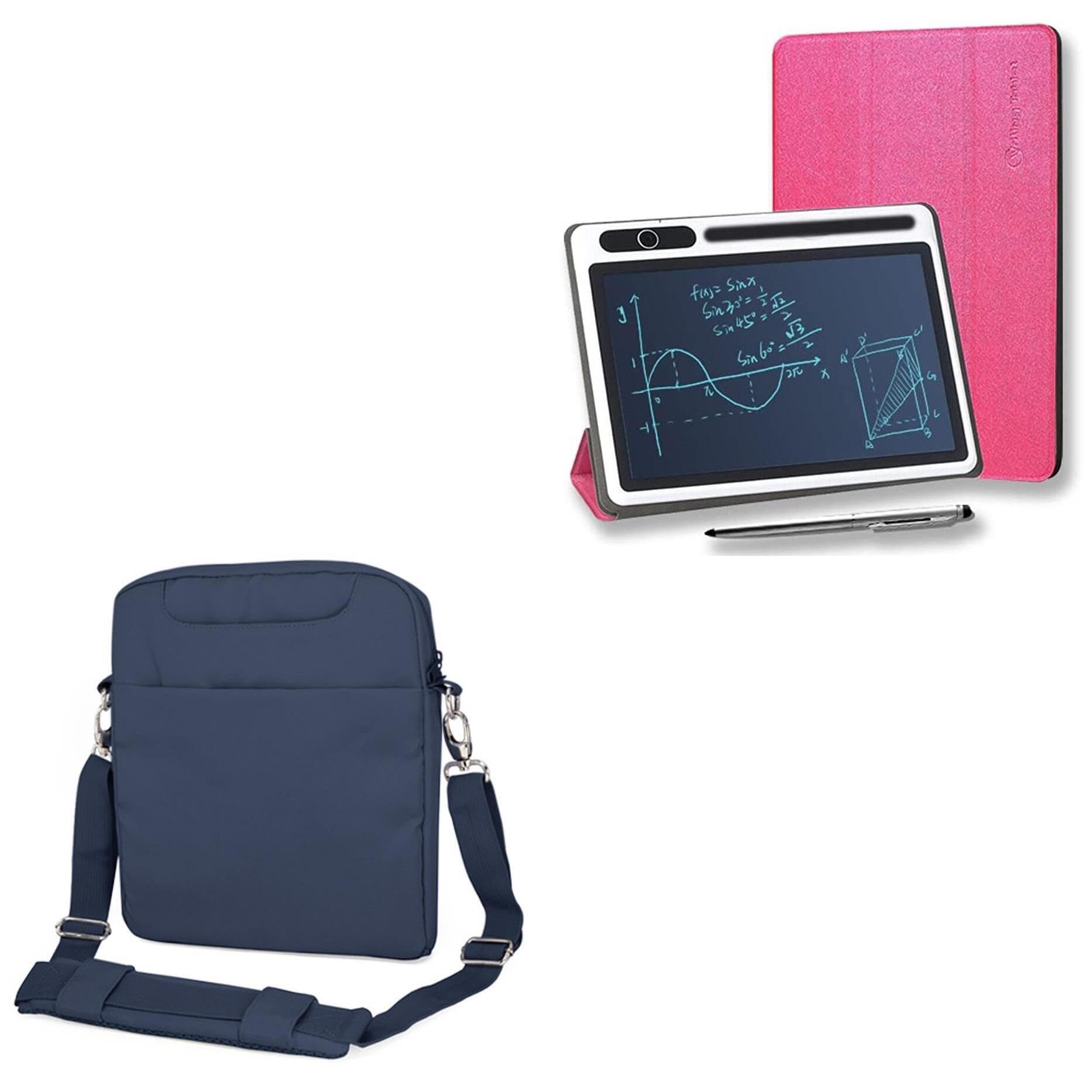 BoxWave Case Compatible with FVEREY LCD Writing Tablet (10 in) - Encompass Urban Bag, Over Shoulder Messenger Straps Handle Bag Pockets - Navy