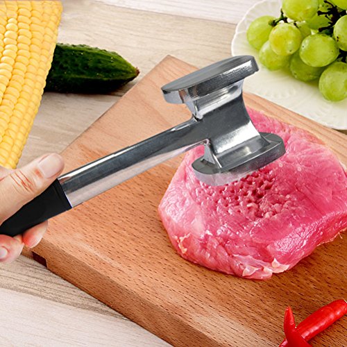 Vleesklopper, groot TIMESETL 28 cm, dubbelzijdig, anti-aanbak, schnitzelhamer, vleeshamer met 140 punten, snijhamer, keukenhamer voor vlees, steak, rundvlees, gevogelte - Image 5