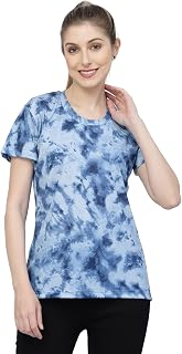 UZARUS Women's Regular Fit Printed Half Sleeves Round Neck Gym Sports T-Shirt Price In India
