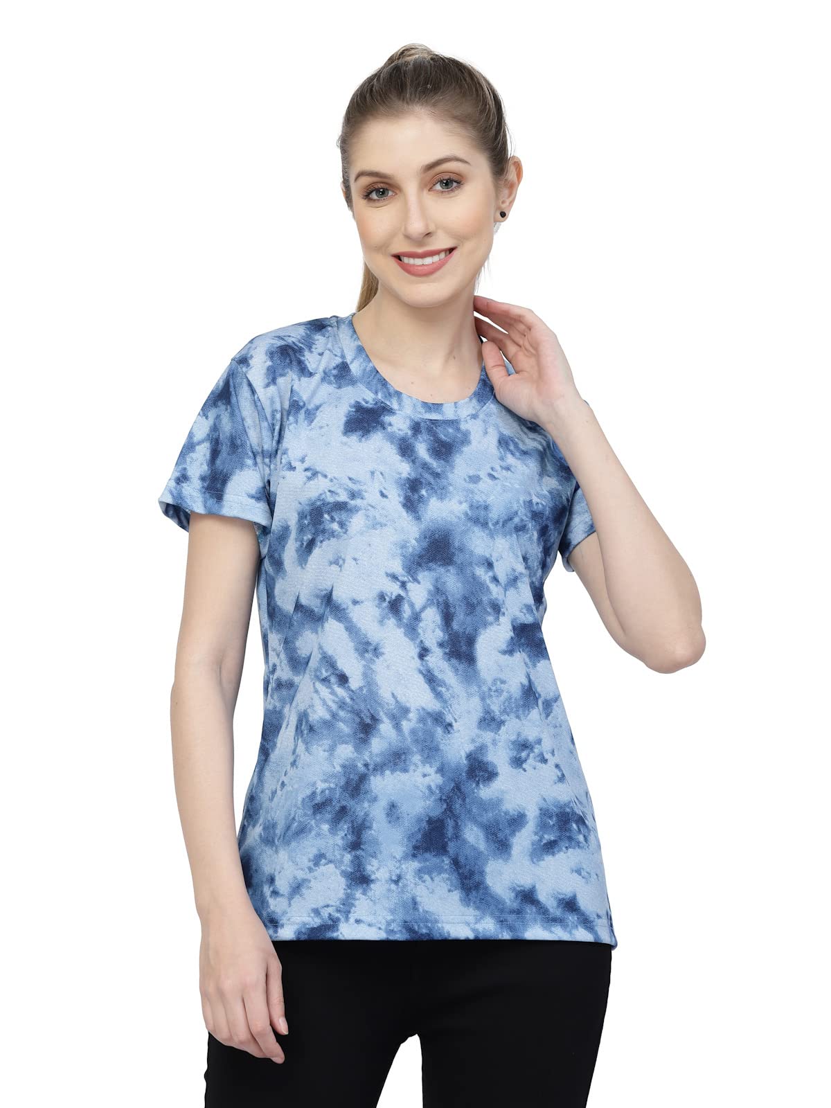 UZARUS Women's Regular Fit Printed Half Sleeves Round Neck Gym Sports T-Shirt-picture-21