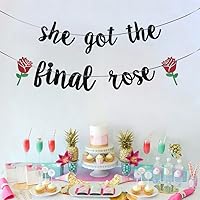 Vista 3 de JENSENLIN She Got The Final Rose Banner, despedida de soltera con purpurina dorada con temática de rosa, despedida de soltera, compromiso