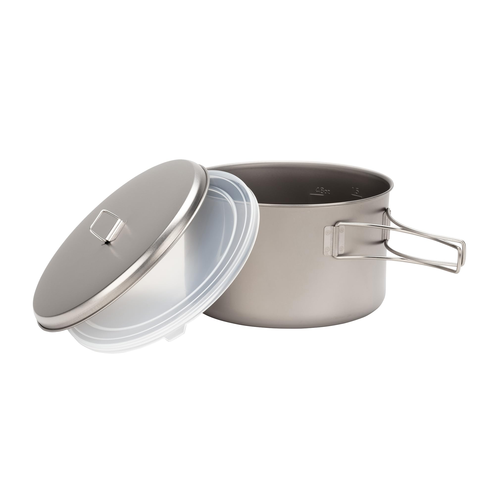 Snow Peak Titanium Cook & Save, Grau, 2 Liter, ultraleichter Kochtopf mit Titandeckel, für Camping & Outdoor, mit zusätzlichem Kunststoffdeckel zur Aufbewahrung und Netz-Tragesack