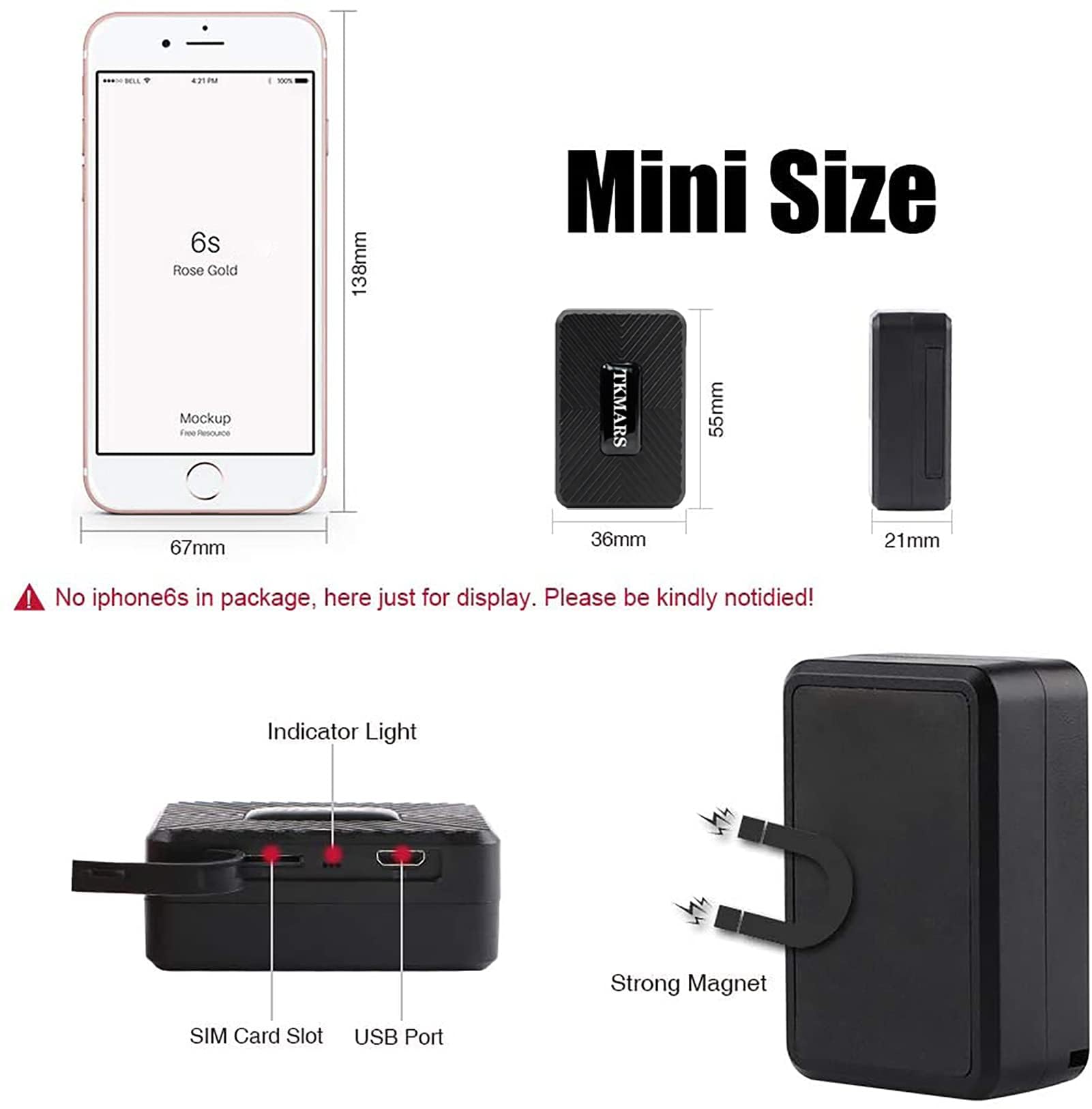 TKMARS Localizador GPS,Mini GPS Localizador,GPS Tracker,Aplicación Gratuita de Rastreo GPS para Niños, Ancianos, Equipaje, Documentos Importantes, Coche