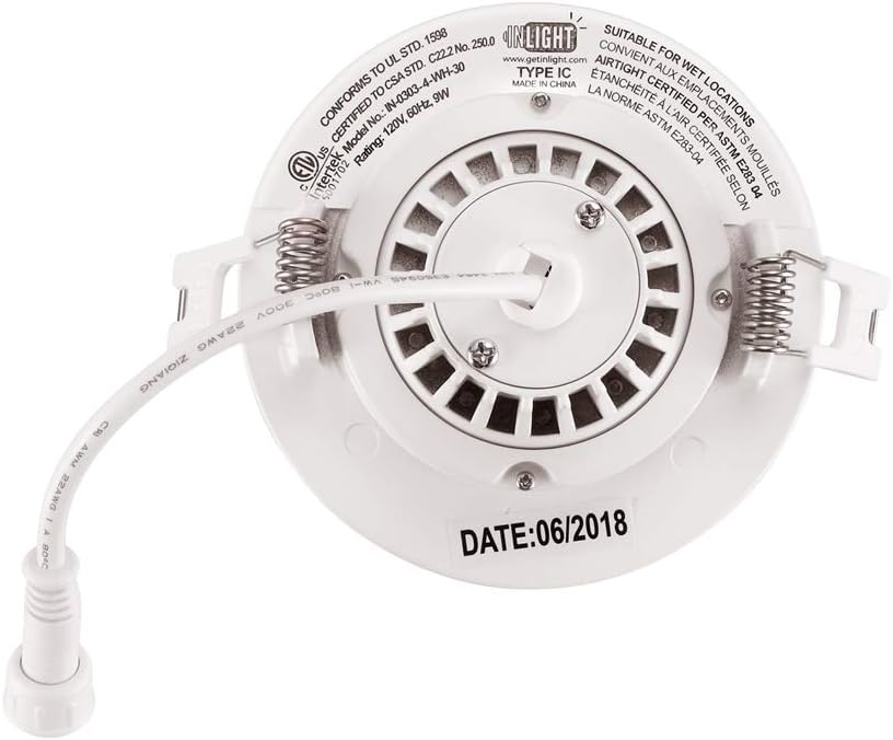 GETINLIGHT Swivel and Dimmable 3 Inch LED Recessed Lighting, Round Ceiling Panel, Junction Box Included, 3000K(Soft White), 9W, 600lm, White Finished, cETLus Listed, IN-0303-4-WH-30