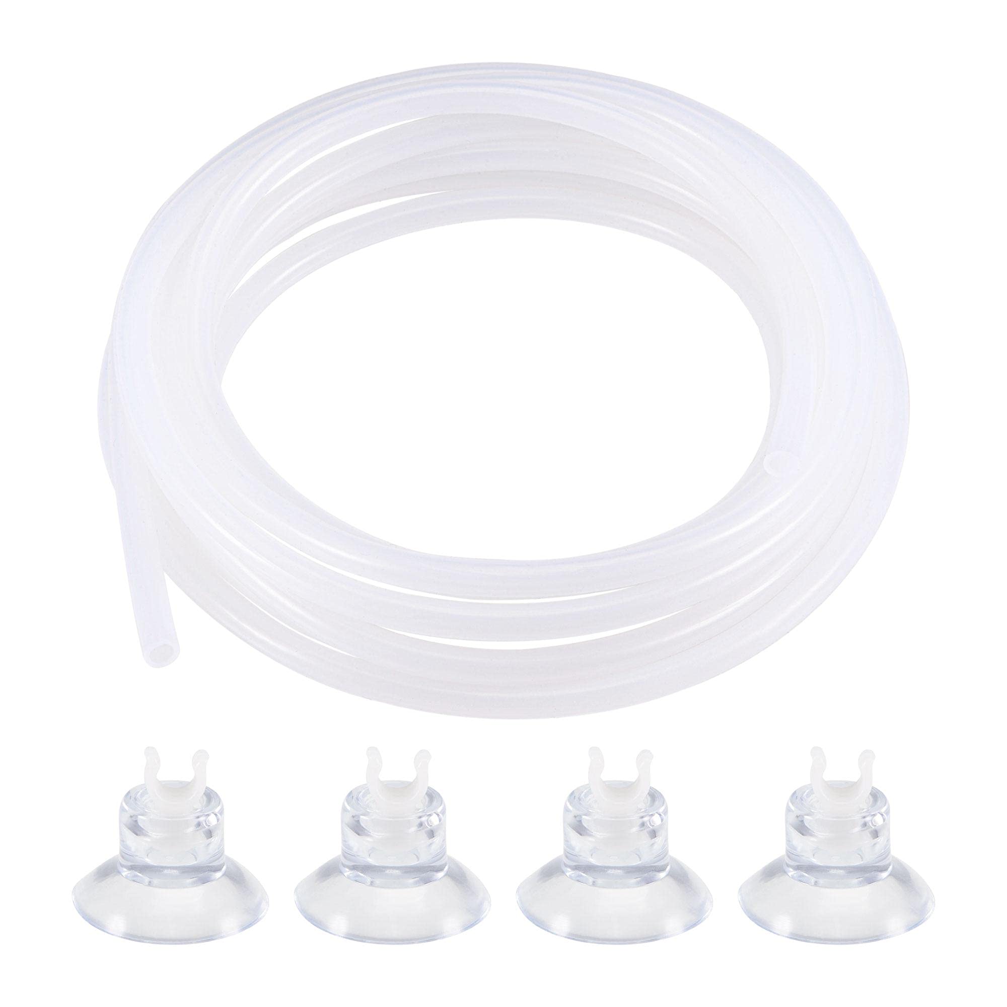 uxcell Silicone Tubing 4mm ID 6mm(1/4") OD 5m Aquarium Pump Air Water Hose Rubber Tube with Suction Cups