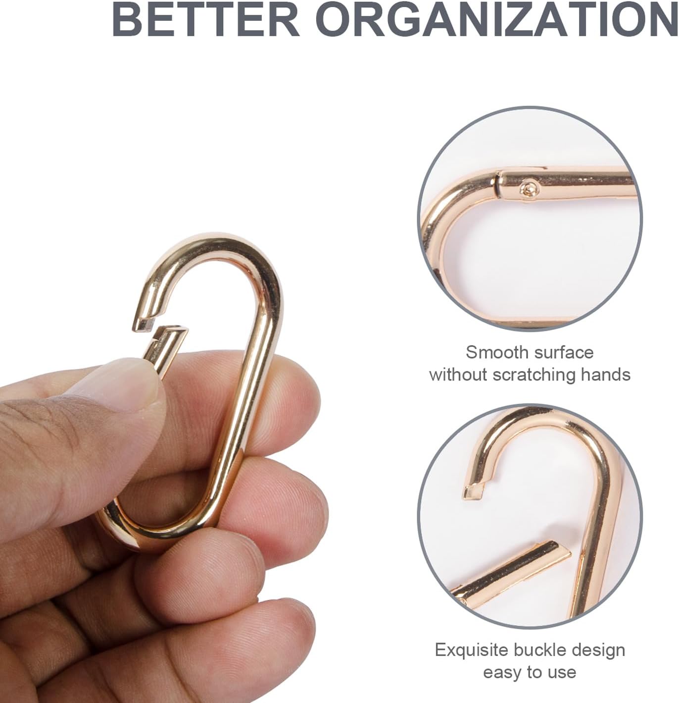 Gold and Silver Metal Spring O Ring Keychain Clips, Carabiner Clips for Purses, Keys, Bags, Handbags, Crafts, 1.97x0.98 Inch, 2 Pcs Silver and 2 pcs Gold Color image 3