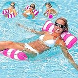 【Función múltiple】El flotador de piscina 4 en 1 tiene dos extremos flotantes, conectados por un forro de malla de apoyo, y se puede usar como hamaca de agua: hamaca, sillón reclinable, cama flotante y colchoneta de ejercicio. Puede flotar en el agua, disfrutar del sol y hacer aeróbic acuático.