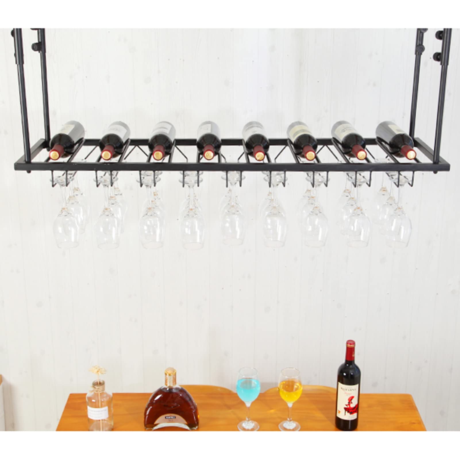 Casier à vin en métal noir 120x35 cm pour plafond moderne