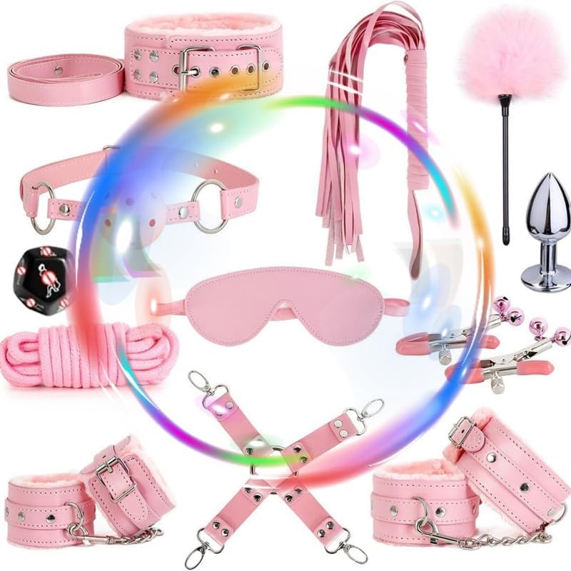 Soft and Stretchy, Yoga Supplies, Couple Gifts, Home Training Aids, Fun and Versatile 12 Piece Leather Pink Set