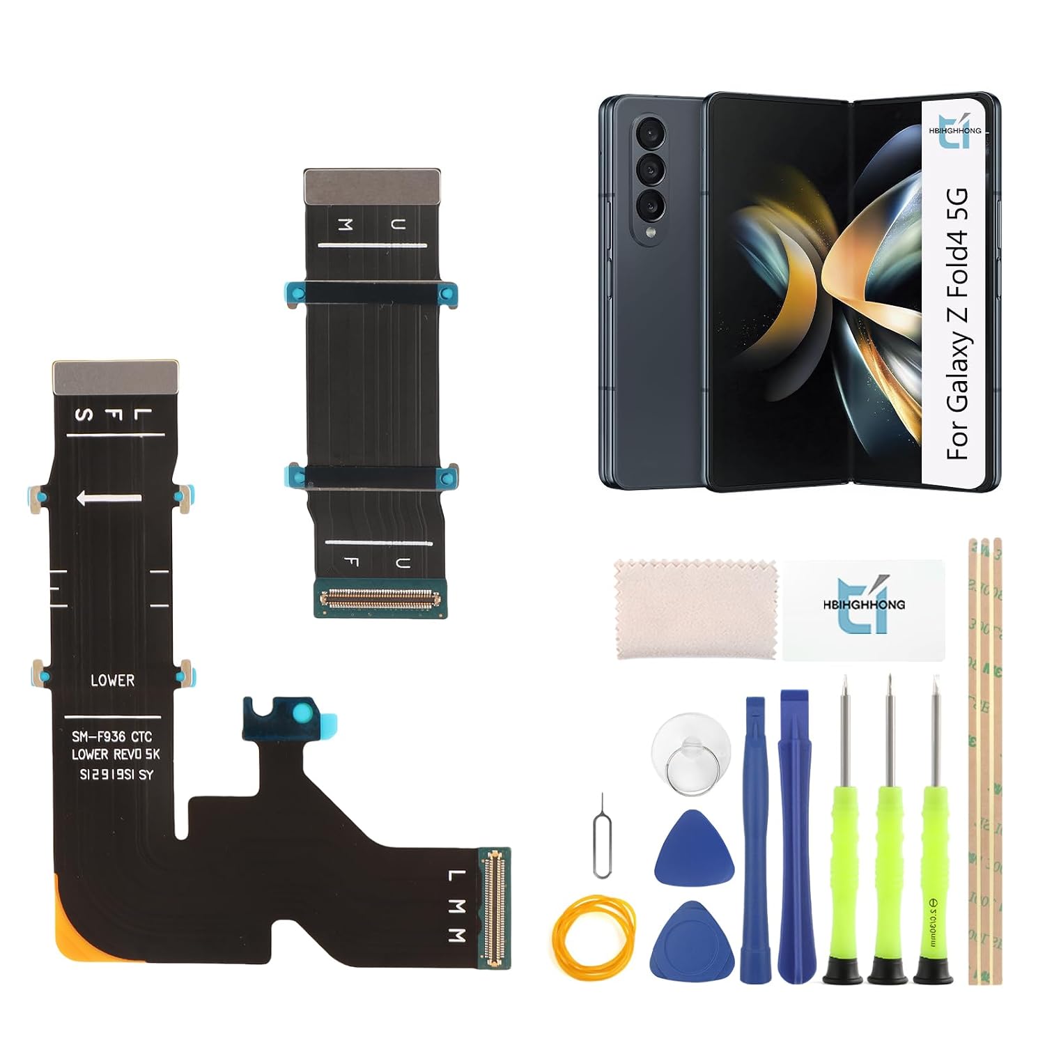 for Samsung Galaxy Z Fold4 5G Motherboard Connector Ribbon Flex Cable Replacement for Samsung Z Fold4 5G F936B/F936U/F936W/F9360/F936N LCD Spin Axis Mainboard Flex Cable Repair Parts